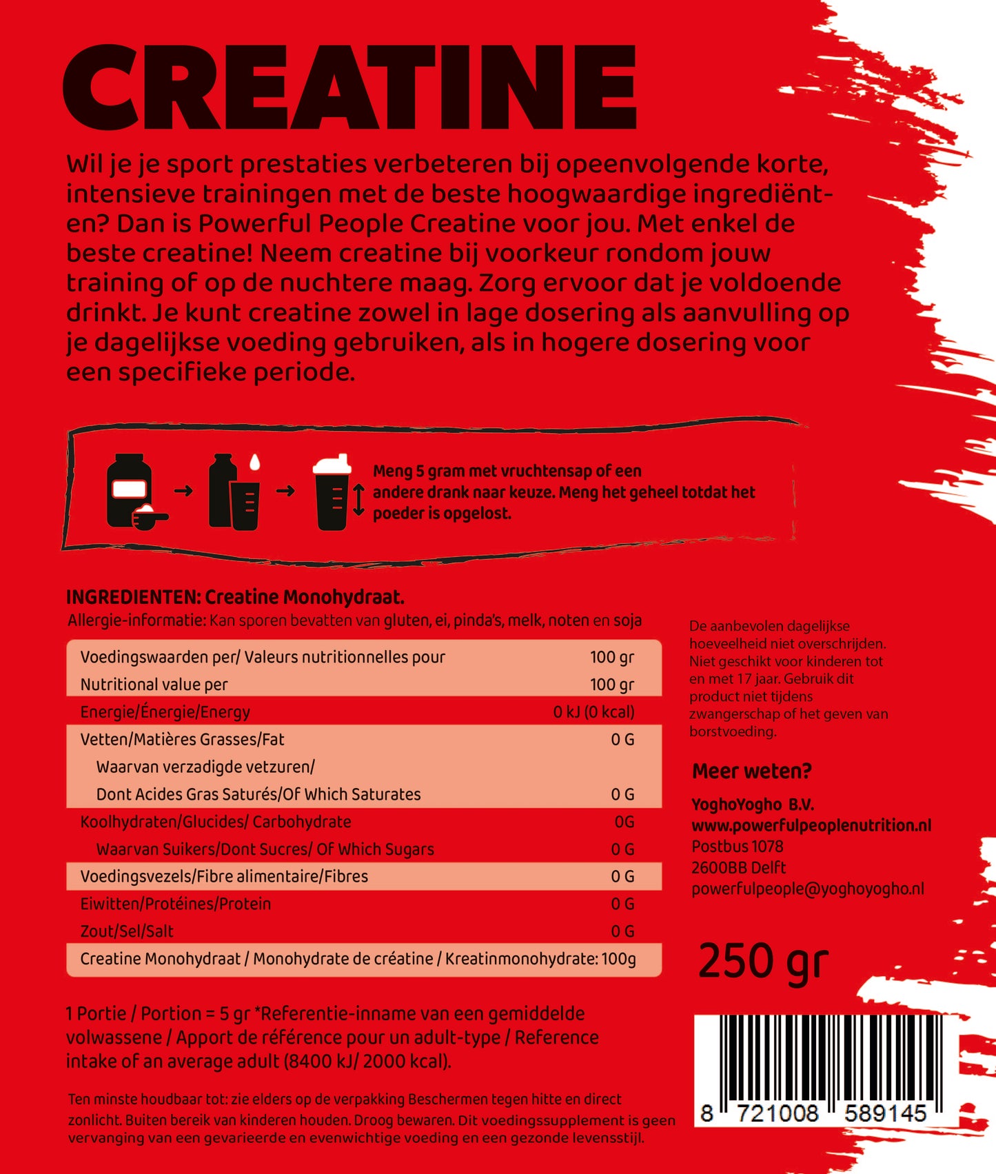 PowerfulPeople - Creatine Monohydraat - 250g